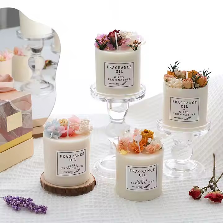 Colorful home fragrance soy wax glass jar candle