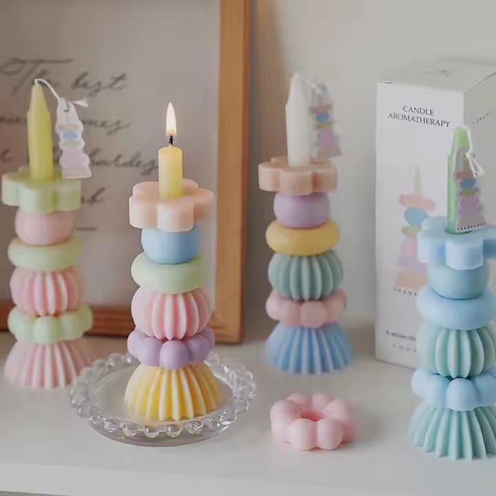 Creative Colorful Handmade 3D Stackable Geometric Shape Scented Candles