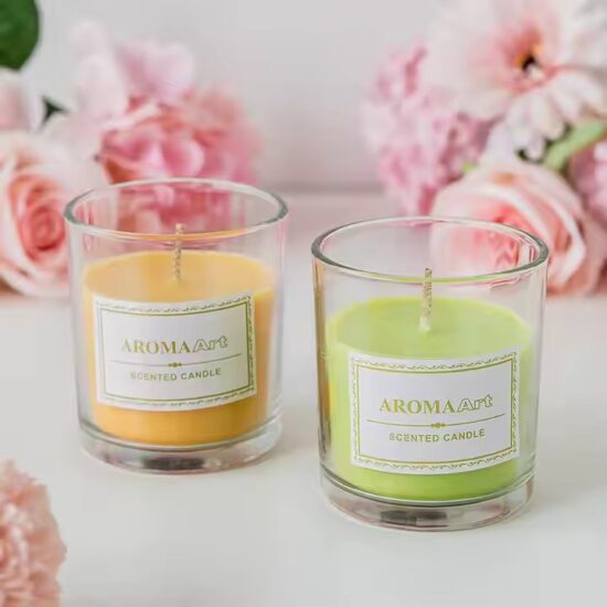 Scented glass jar candle for weddings and home decoration

