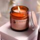 Amber glass jar scented candle for home use