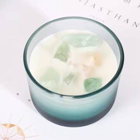 Home décor glass jar candle with elegant design