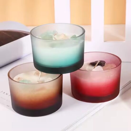 Home décor glass jar candle with elegant design