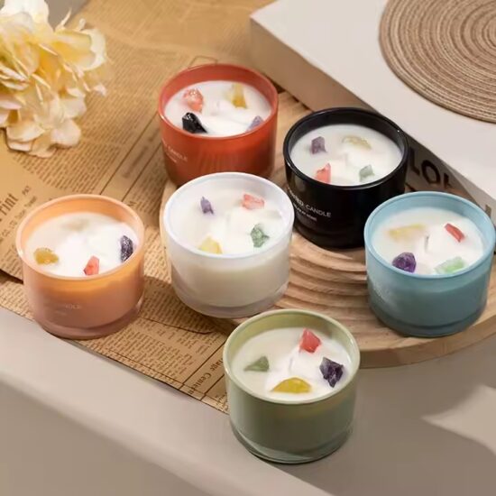 Custom soy wax scented candle in glass jar for wholesale