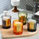 Luxury scented glass jar candle with custom label and soy wax