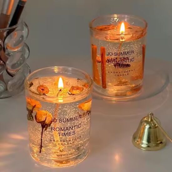 Romantic custom logo home decor glass jar candle