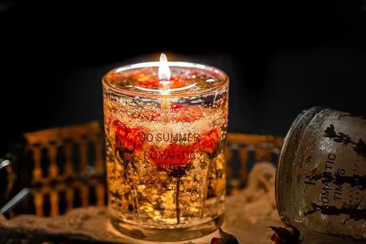 Romantic custom logo home decor glass jar candle