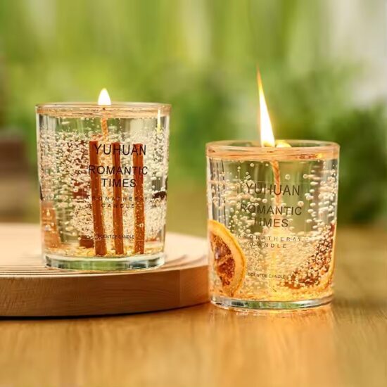 Romantic custom logo home decor glass jar candle