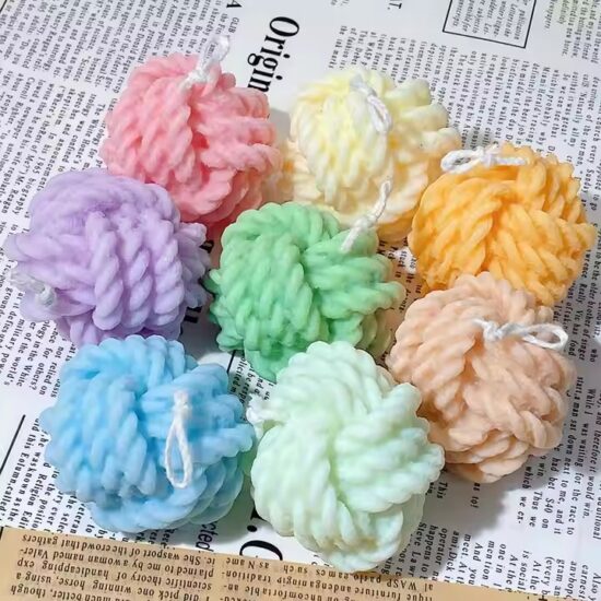 Colorful Wool Ball Shaped Molded Handmade Candle for Home Decoration