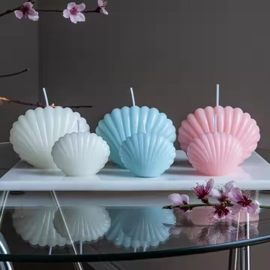 Shell Shaped Scented Molded Candle for Coastal Home Decor