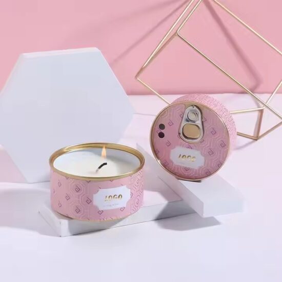Handmade Round Tin Scented Candle with Popular Aroma and Stylish Design