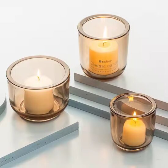 Scented glass jar candle for garden party and home ambiance