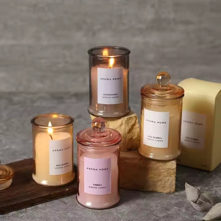 Wholesale custom luxury scented glass jar candle with elegant design