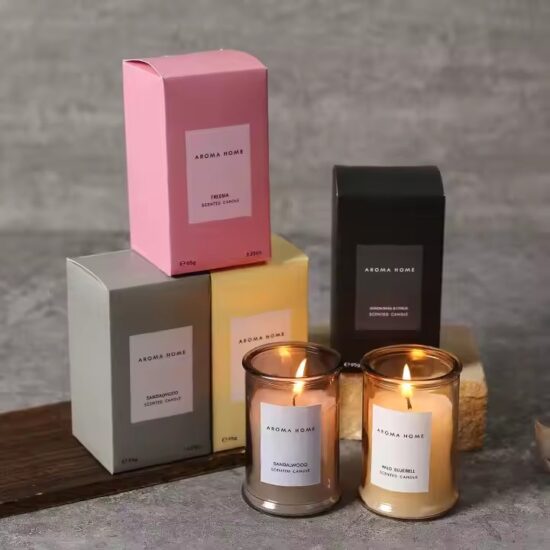 Wholesale custom luxury scented glass jar candle with elegant design