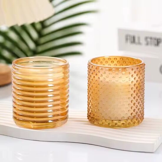 Scented glass jar candle with electroplated band and wooden lid wholesale