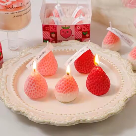 Cute Strawberry Shaped Decorative Candle for Home and Gift