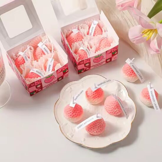 Cute Strawberry Shaped Decorative Candle for Home and Gift