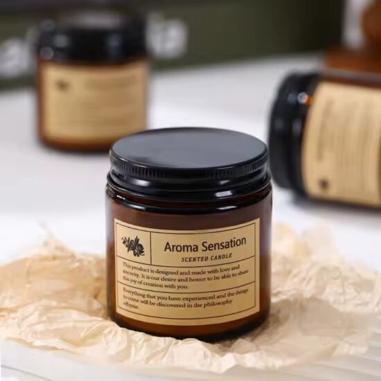 Best-selling soy wax scented candle in clear glass jar for home décor and gifting