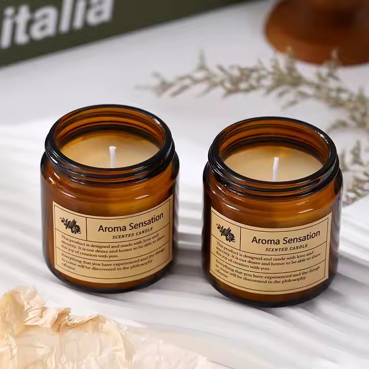 Best-selling soy wax scented candle in clear glass jar for home décor and gifting
