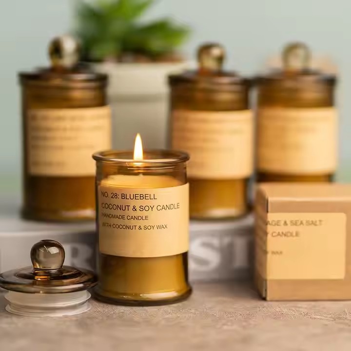 Scented glass jar candle for home decoration