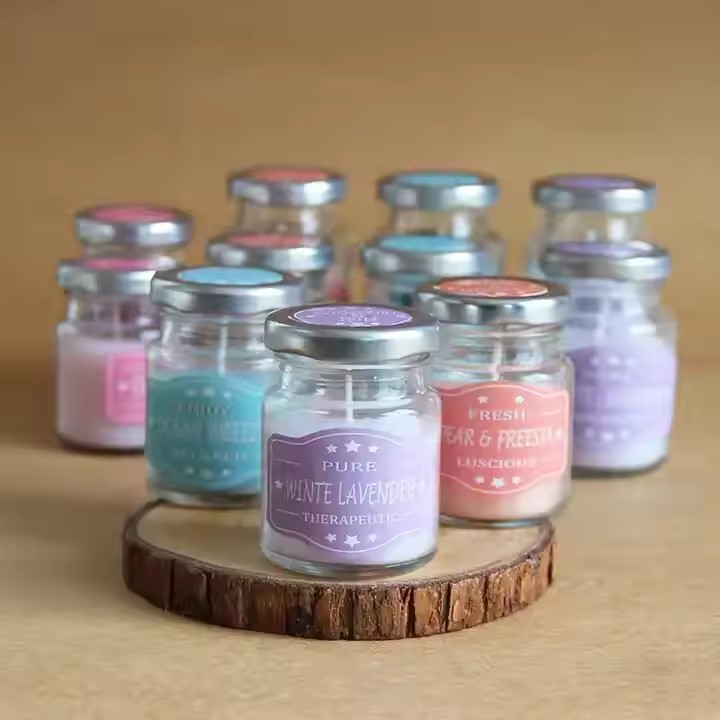 Mini milk bottle scented candle in glass jar for gifts and home décor